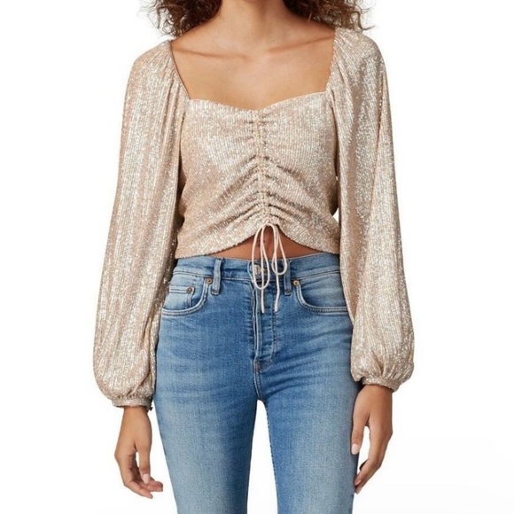 JONATHAN SIMKHAI MATTE GOLD SEQUIN TOP - Size L - Picture 7 of 10